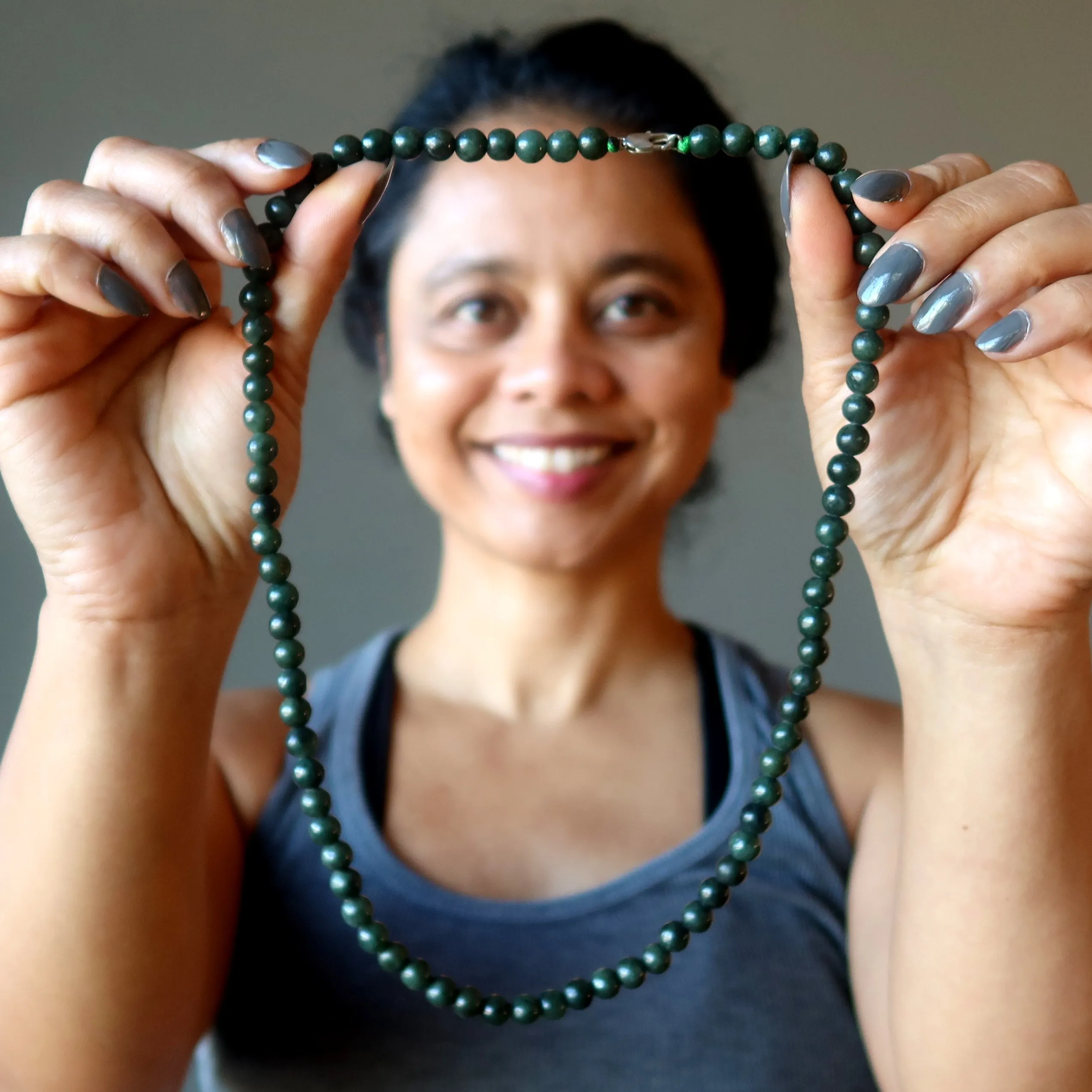 Jade Necklace Classy Dark Green Burmese Jadeite Crystal