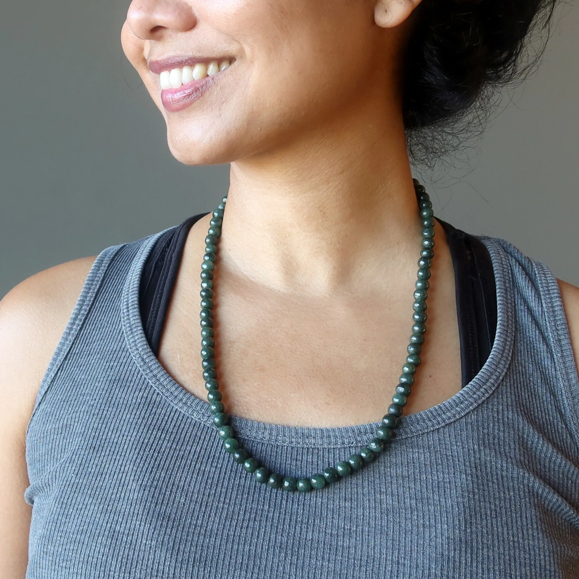 Jade Necklace Classy Dark Green Burmese Jadeite Crystal