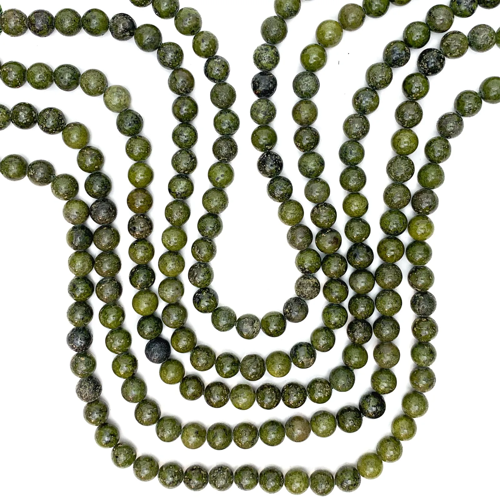 Jade with Pyrite 8mm Smooth Rounds Bead Strand