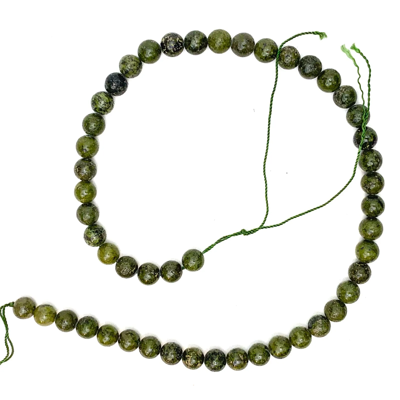 Jade with Pyrite 8mm Smooth Rounds Bead Strand