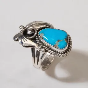 Joe Piaso Jr. Sleeping Beauty Turquoise Navajo USA Native American Made 925 Sterling Silver Ring