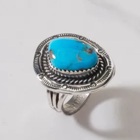 Joe Piaso Jr. Sleeping Beauty Turquoise Navajo USA Native American Made 925 Sterling Silver Ring