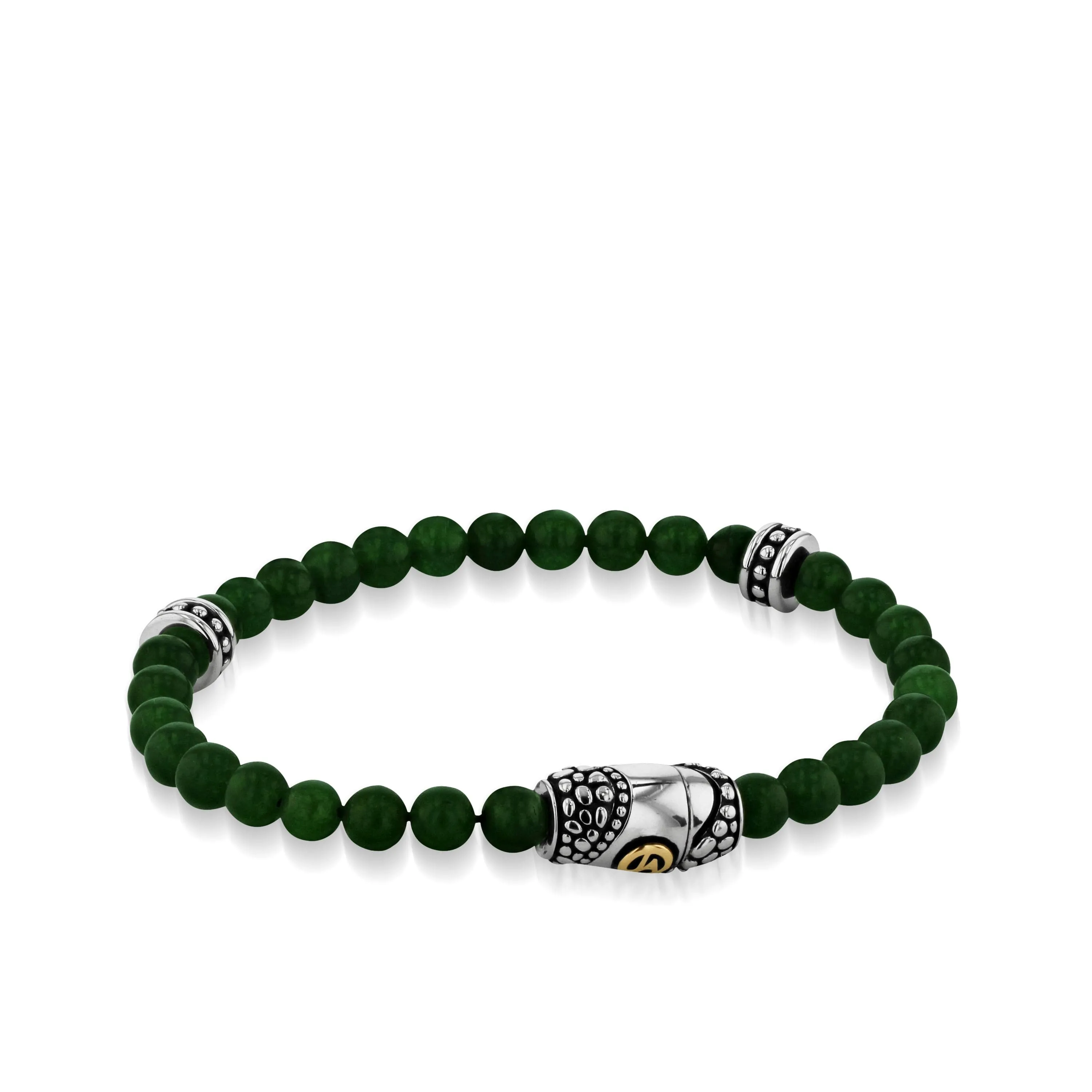 John Atencio men's Matrix 6mm jade bead bracelet with sterling silver accents