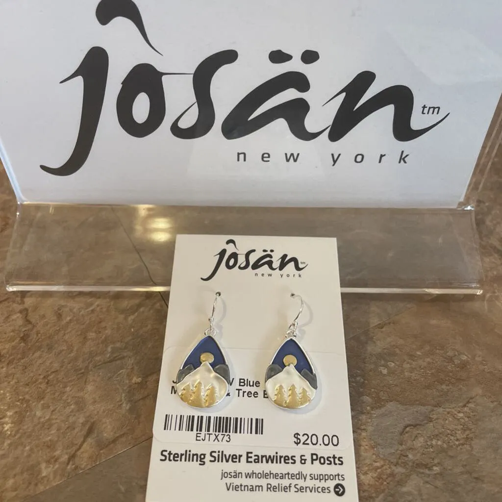 Josan SSW Blue Tear Drop Mountain & Tree Earrings