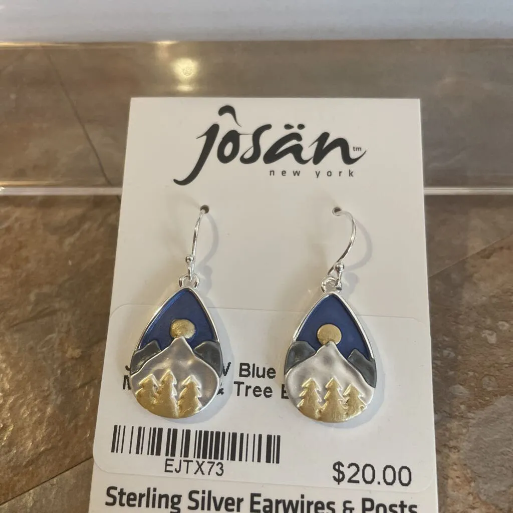 Josan SSW Blue Tear Drop Mountain & Tree Earrings