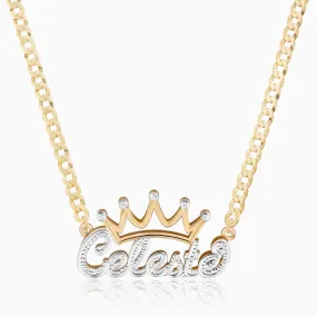 Kid's Double Plated Crown Name Necklace