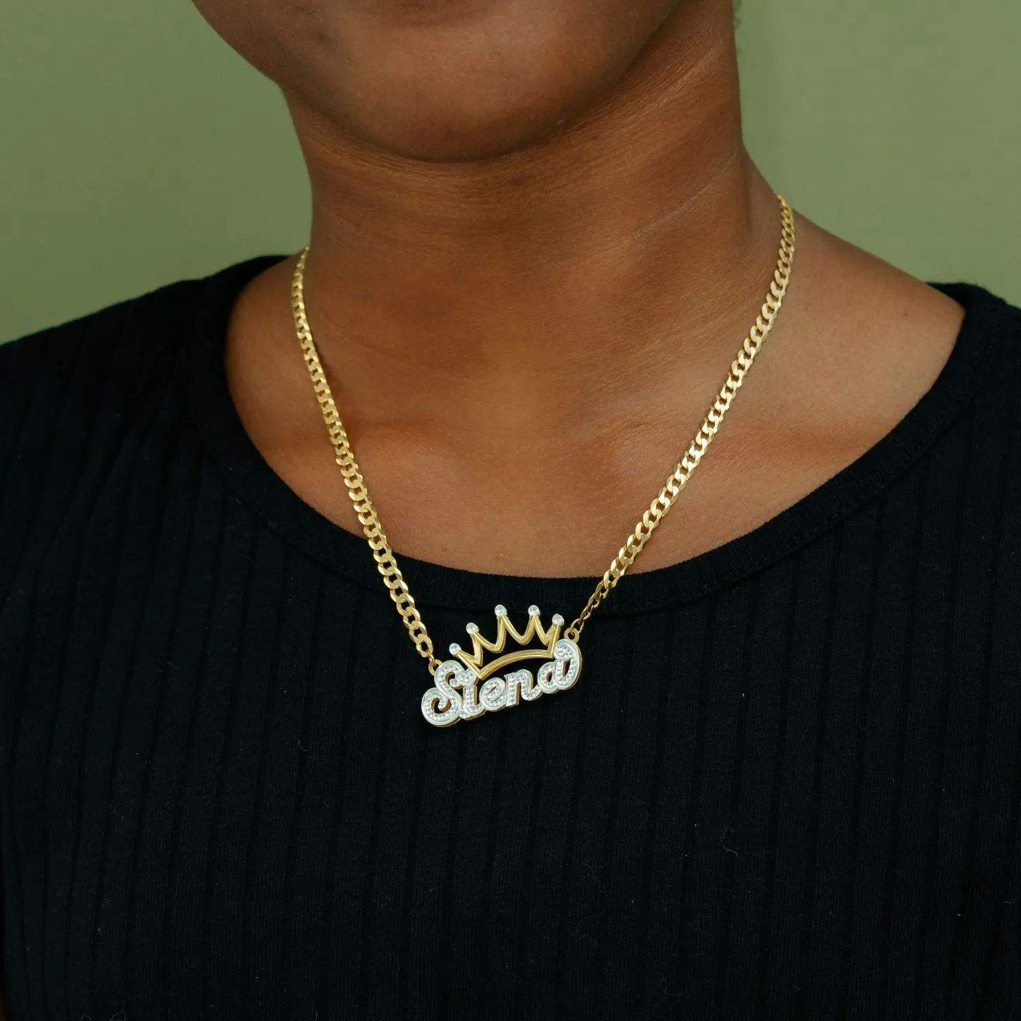 Kid's Double Plated Crown Name Necklace