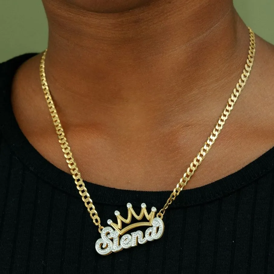 Kid's Double Plated Crown Name Necklace