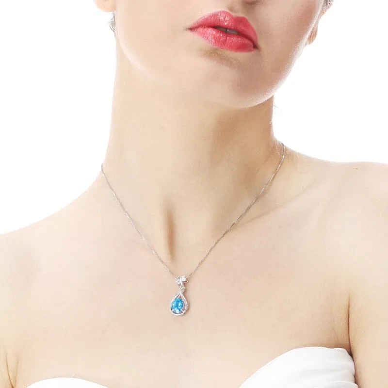 Little Pipa Aquamarine Pendant Necklace - 925 Sterling Silver