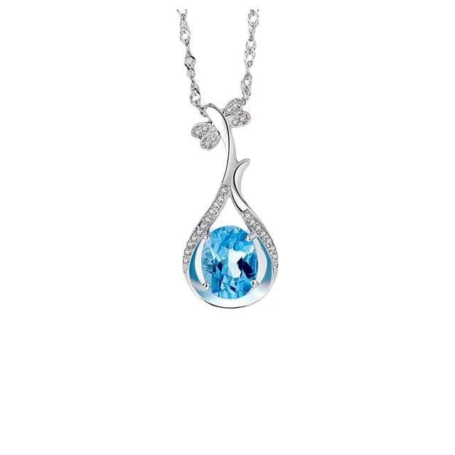 Little Pipa Aquamarine Pendant Necklace - 925 Sterling Silver