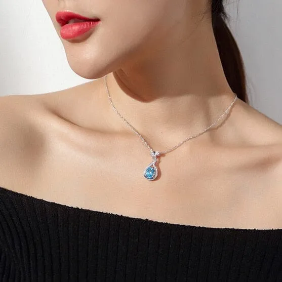 Little Pipa Aquamarine Pendant Necklace - 925 Sterling Silver