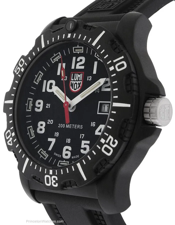 Luminox Mens Black Ops Carbon Watch - Black Case - White Accents - Rubber Strap