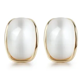 Luxury Arched White Opal Stud Earrings