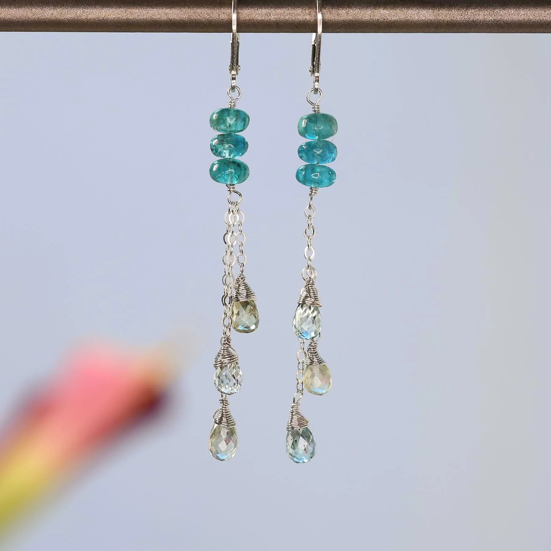 Lysfjord - Apatite, Aquamarine and Heliodor Drop Earrings