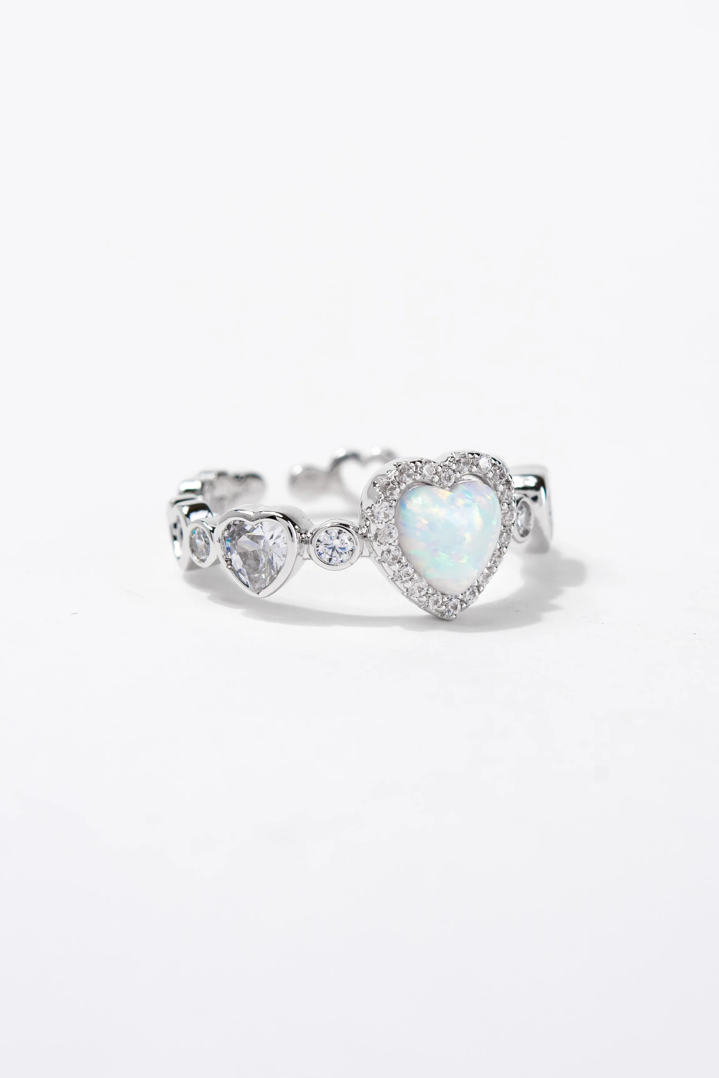 Mely CZ Stone Cuff Heart Ring