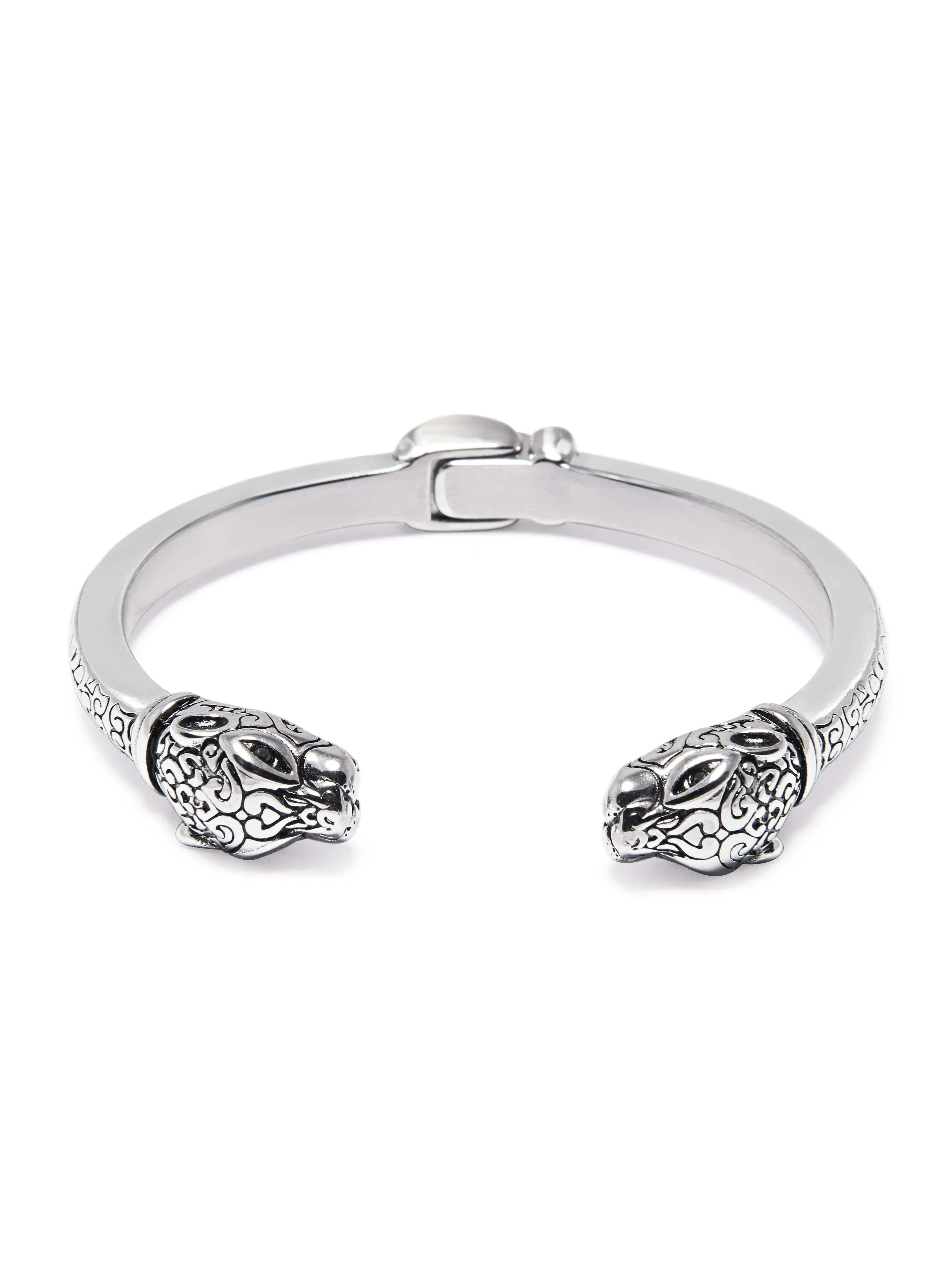 Men's Panther Bangle in Silver