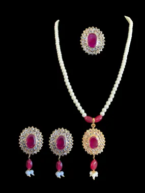 MEYAM Hyderabadi pendant set in ruby ( READY TO SHIP)