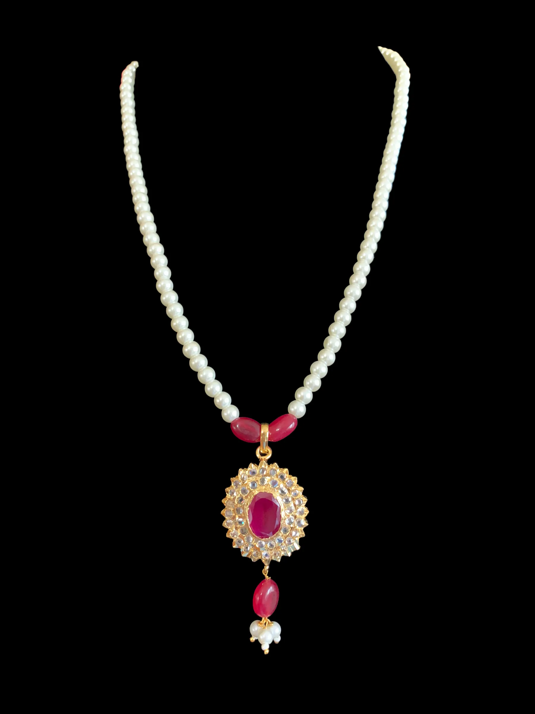 MEYAM Hyderabadi pendant set in ruby ( READY TO SHIP)