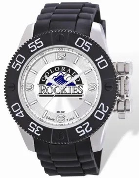 MLB Mens Colorado Rockies Beast Watch - Color Logo Dial - Rubber Strap