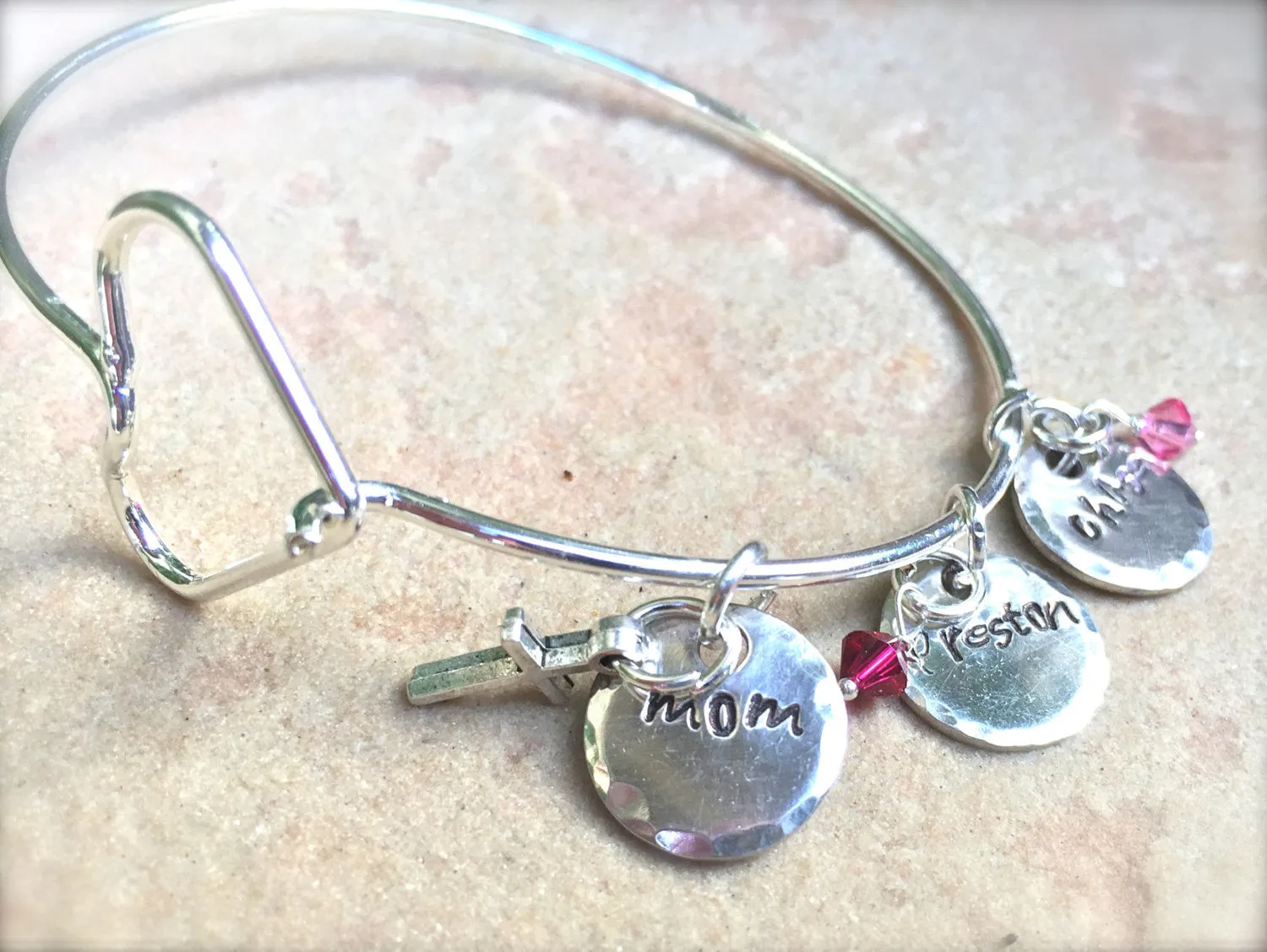 Mom Bracelet, Personalized Bangle Bracelet, Christmas Gift Mom