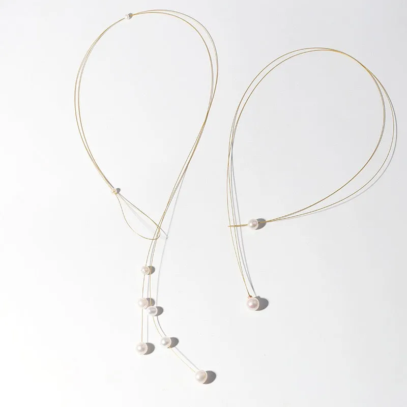 More Pearls Japanese Gold Wire Choker Necklace