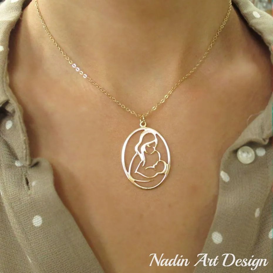 Mother and child necklace - New mom gift