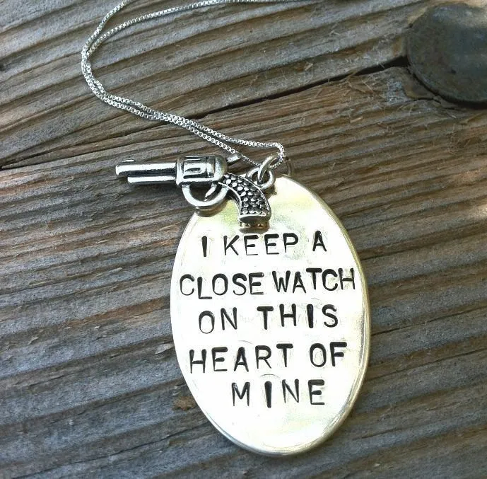 Mother's Day Necklace, i keep a close watch on this heart of mine, johnny cash necklace, johnny cash, necklace, Mothers Day, keep a close