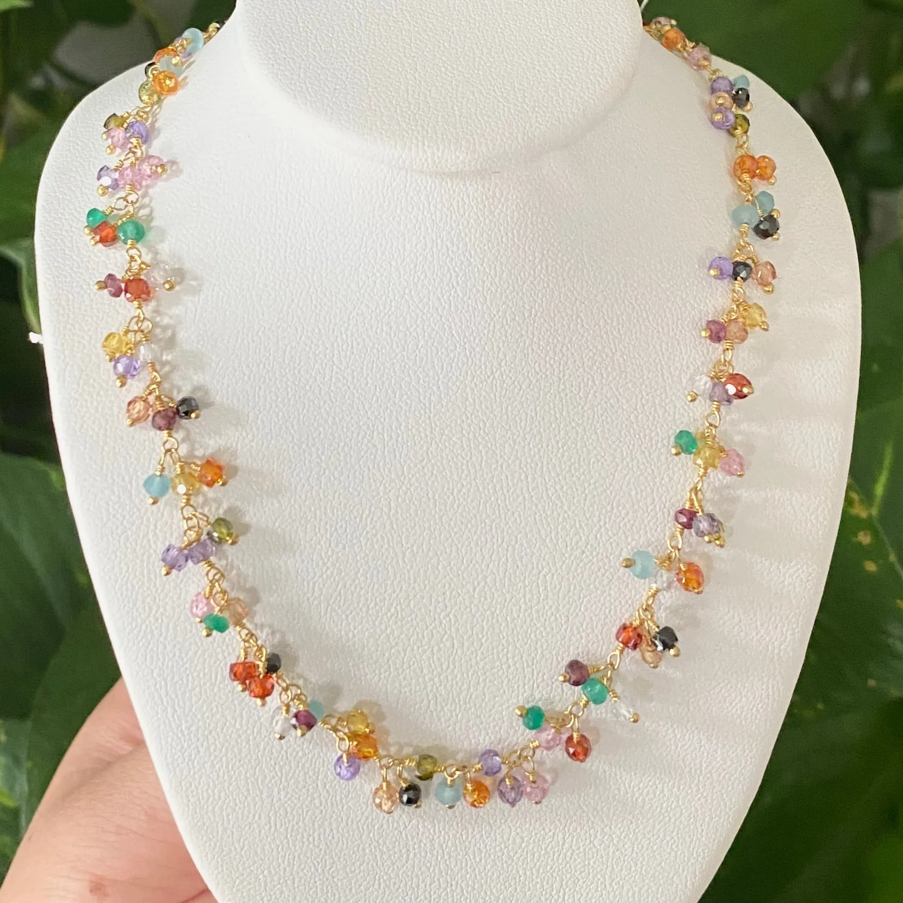 Natural Semi-Precious Gemstone Charm Necklace