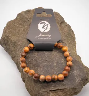 Natural Wood 8mm Beaded Stretch Bracelet