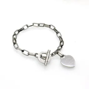 New Sweet Heart Charm Cuff Bangles Stainless Steel Gold Plating 7mm Width