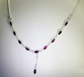 normaly 925 Solid Sterling Silver grand genuine Red Necklace gift UK