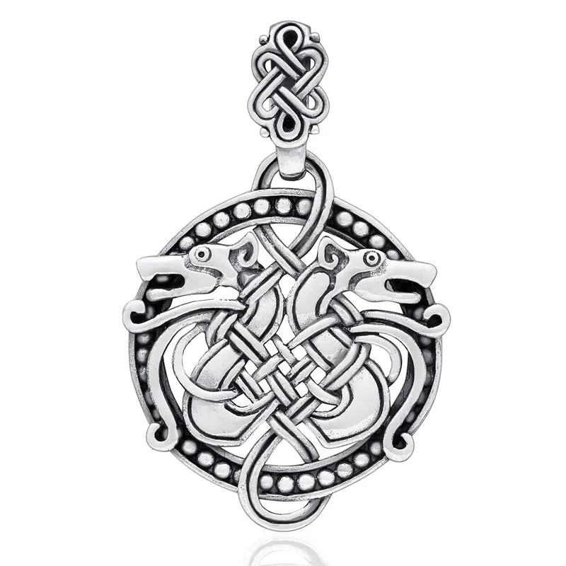 Odin's Wolves Pendant - Sterling Silver