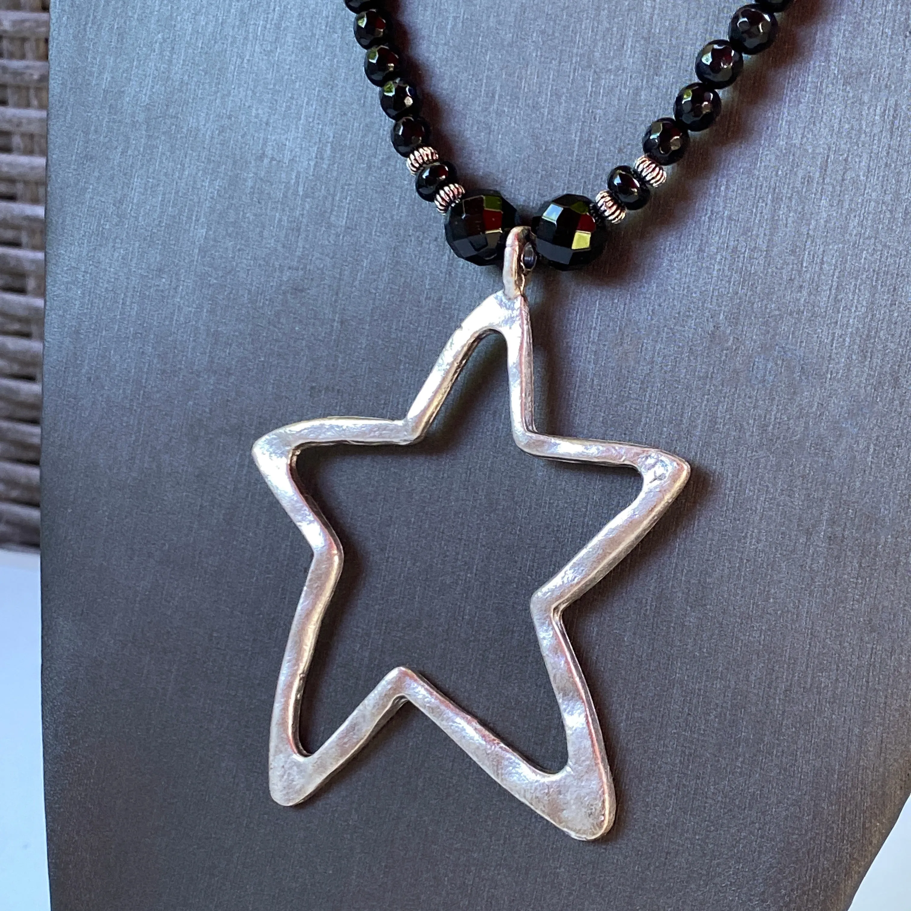 Onyx and Star Necklace