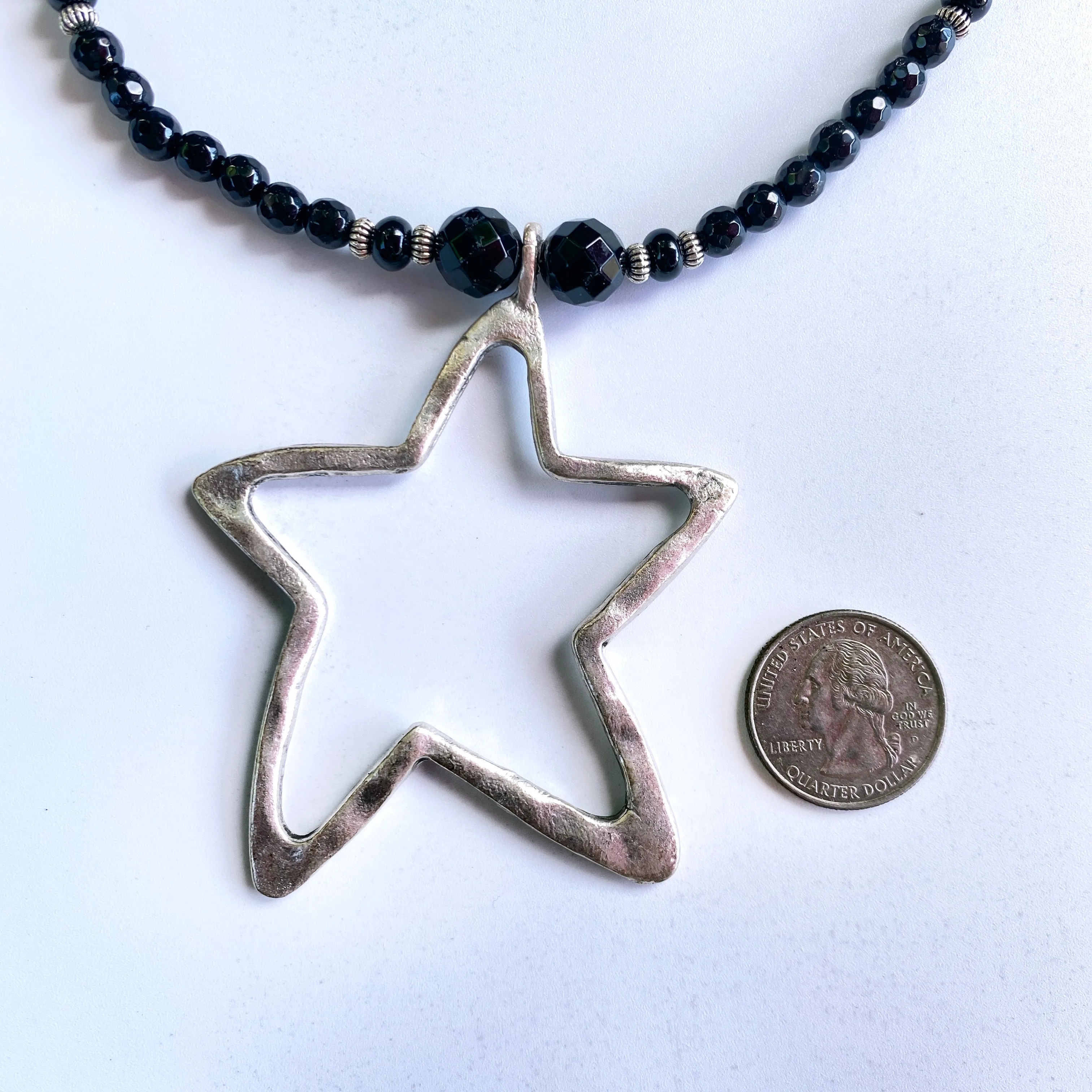 Onyx and Star Necklace