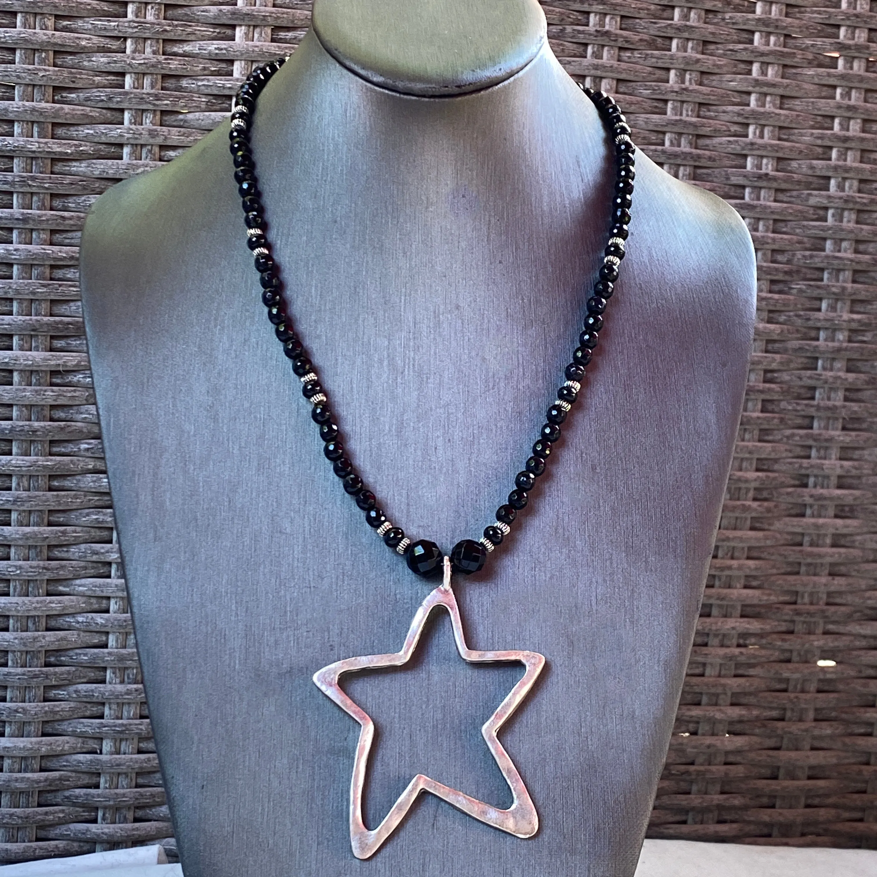 Onyx and Star Necklace