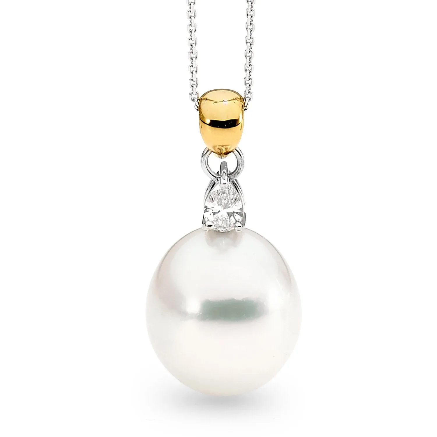 Oval Pearl & Pear-Cut Diamond Pendant