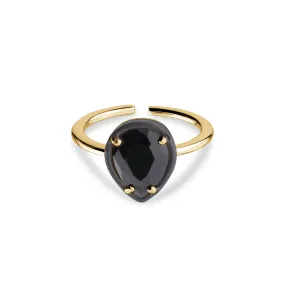 PEAR SHAPE BLACK CRYSTAL ENAMEL RING