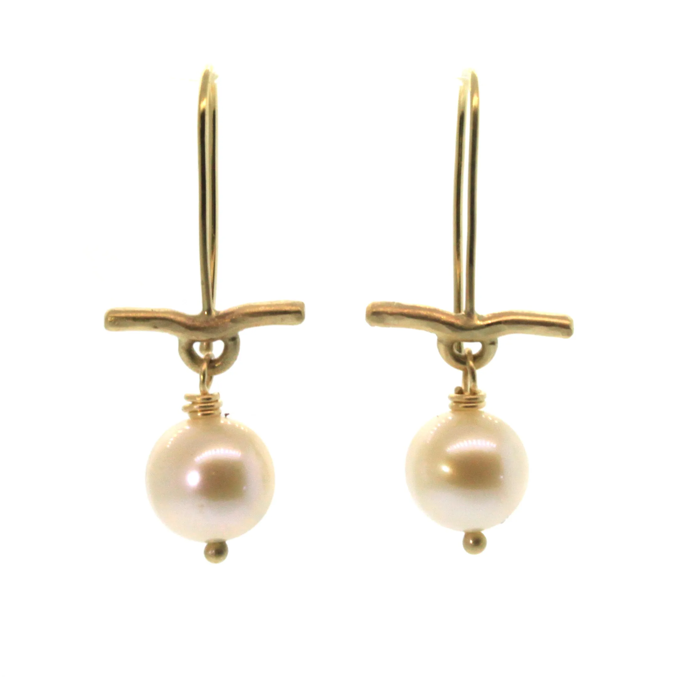 Pearl & Gold Bar Earrings