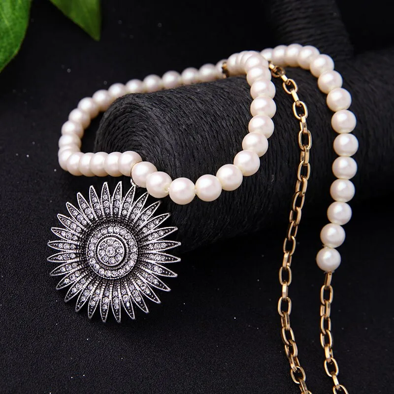 Pearl Chain Round Off Center (Side) Pendant New  Styled Necklace