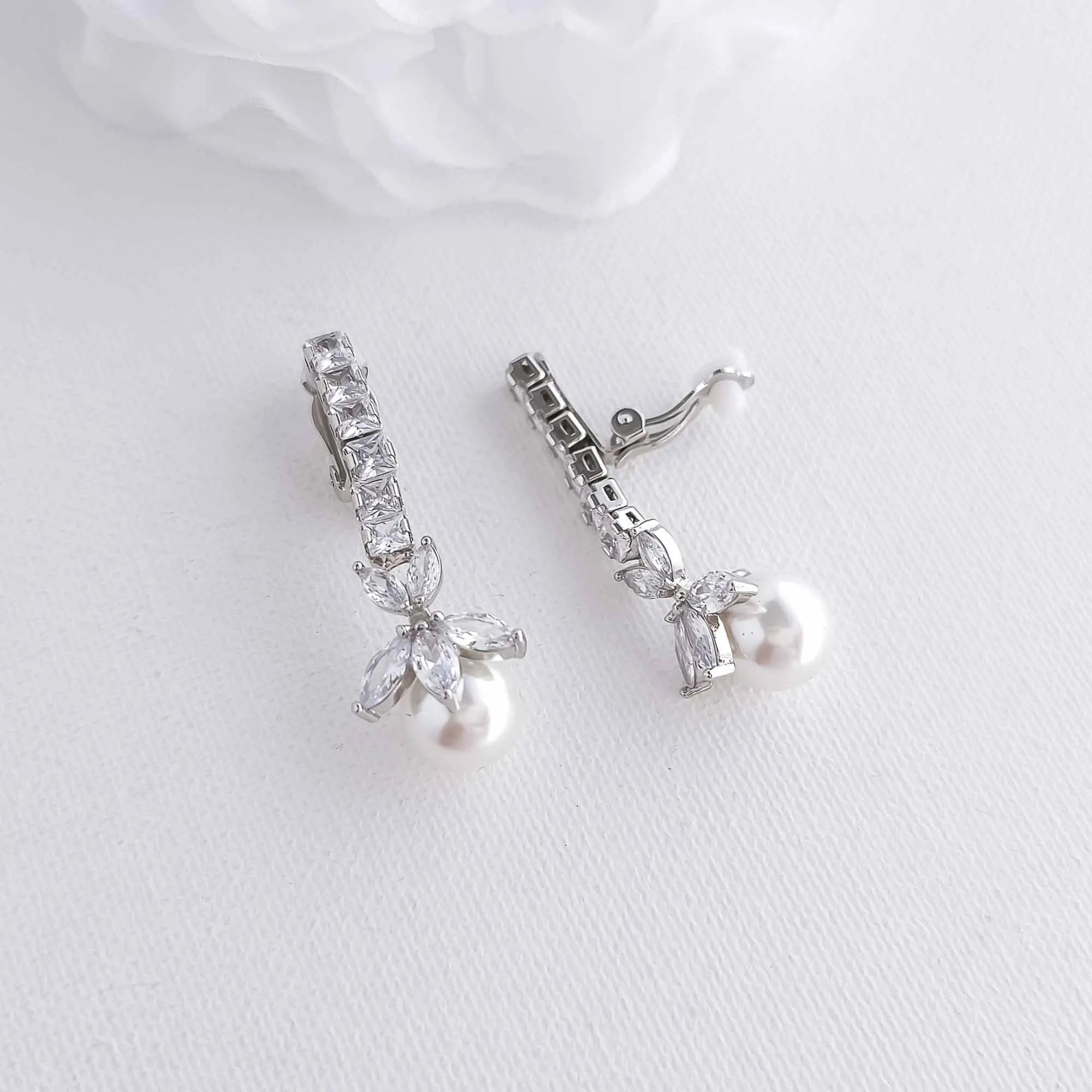 Pearl Drop Earrings with Clip On's-Jocelyn