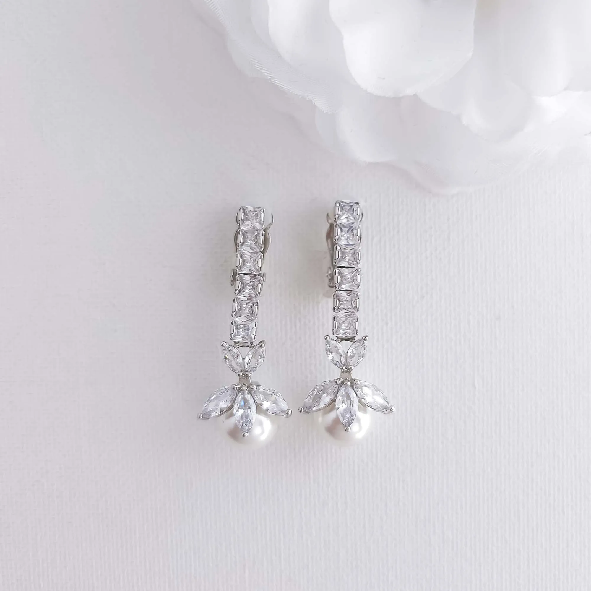 Pearl Drop Earrings with Clip On's-Jocelyn