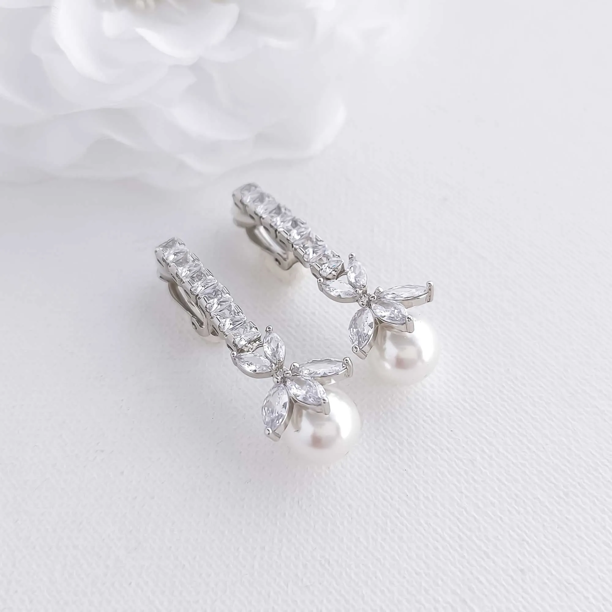 Pearl Drop Earrings with Clip On's-Jocelyn