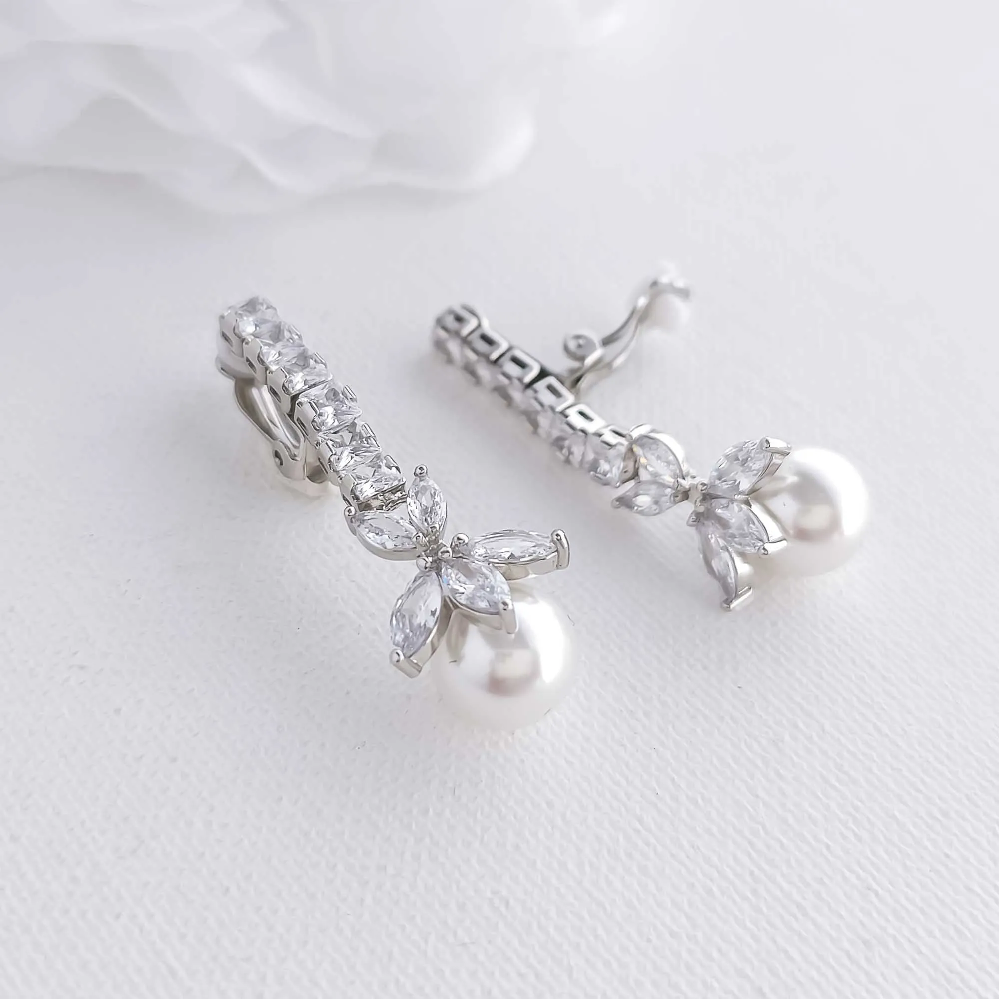 Pearl Drop Earrings with Clip On's-Jocelyn