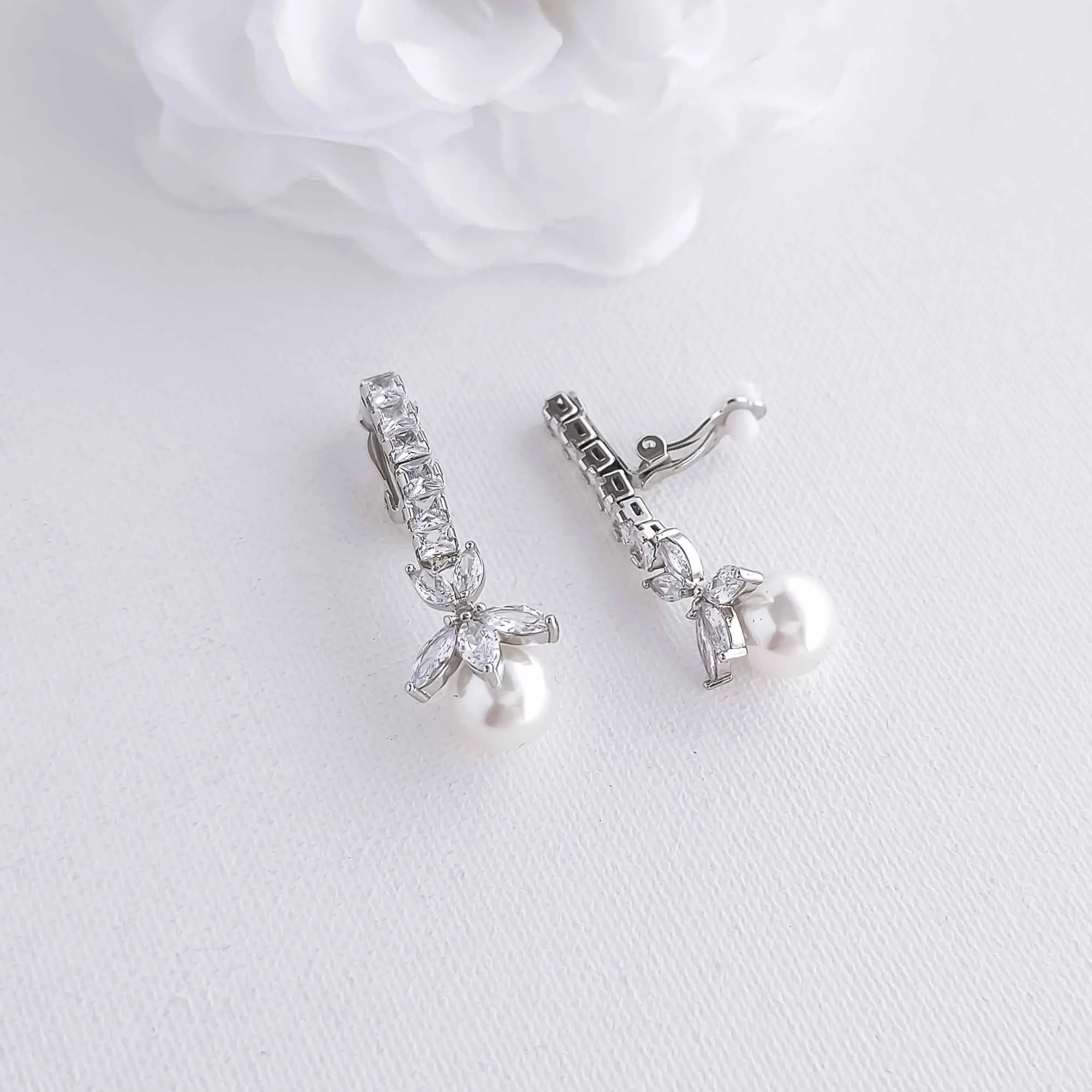 Pearl Drop Earrings with Clip On's-Jocelyn