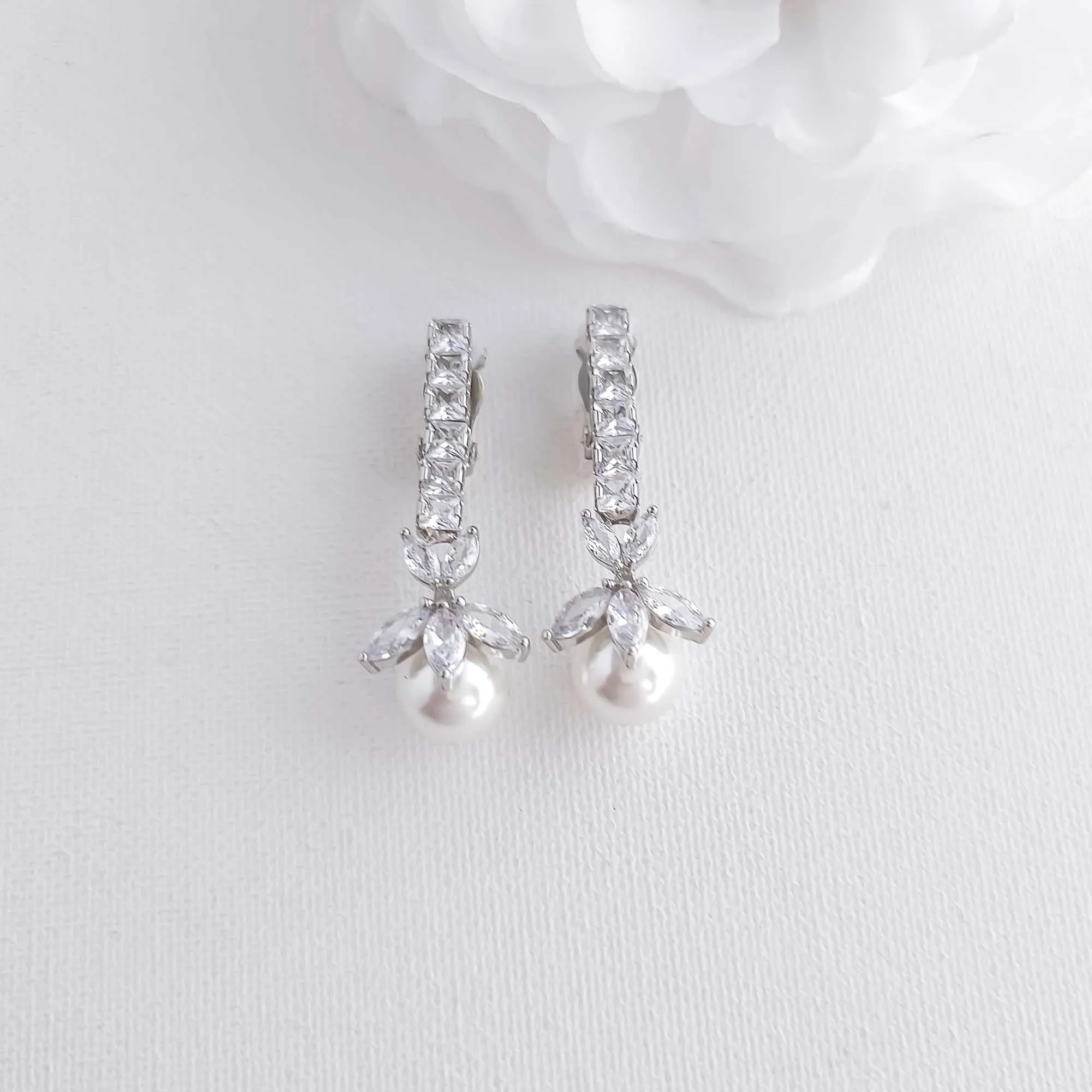 Pearl Drop Earrings with Clip On's-Jocelyn