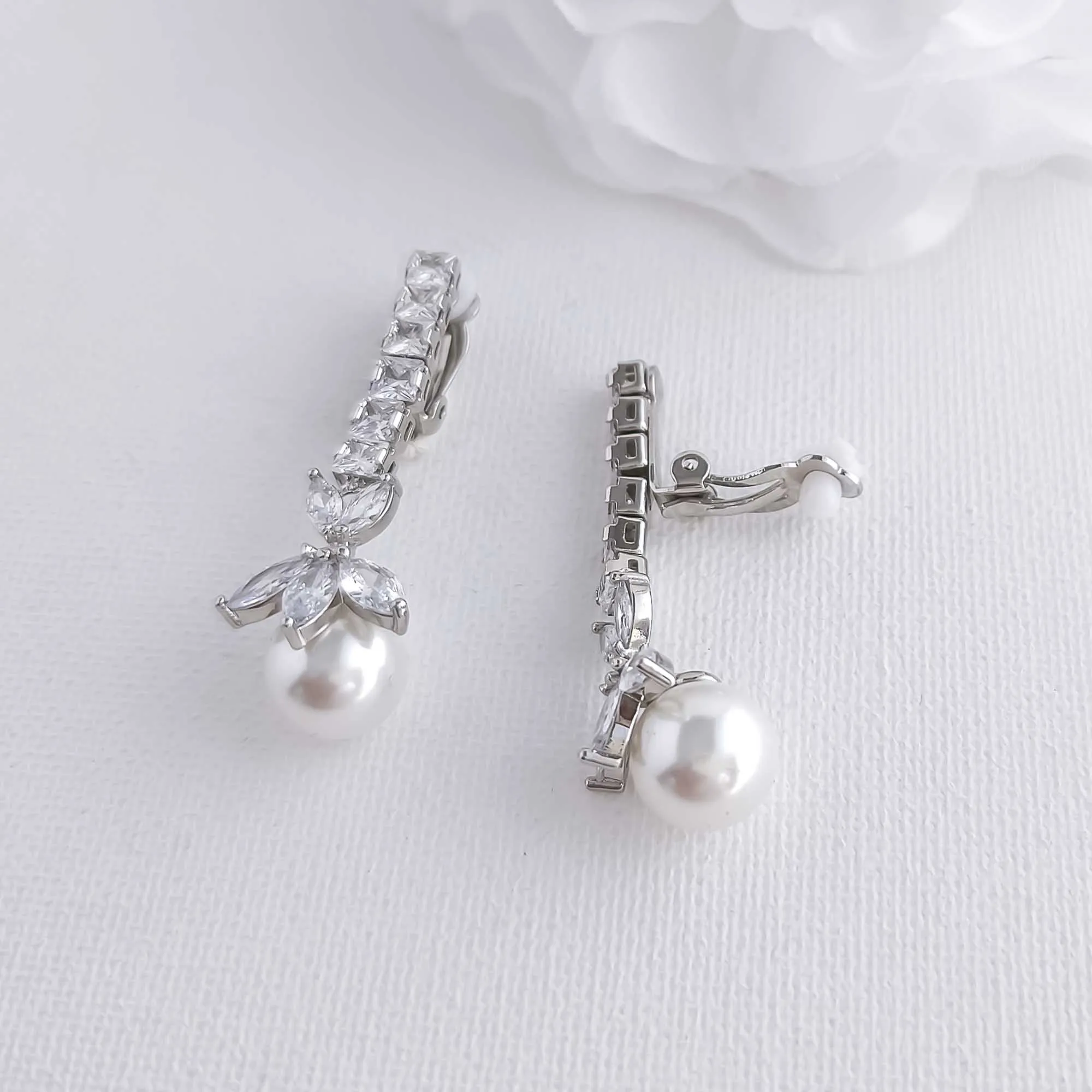 Pearl Drop Earrings with Clip On's-Jocelyn