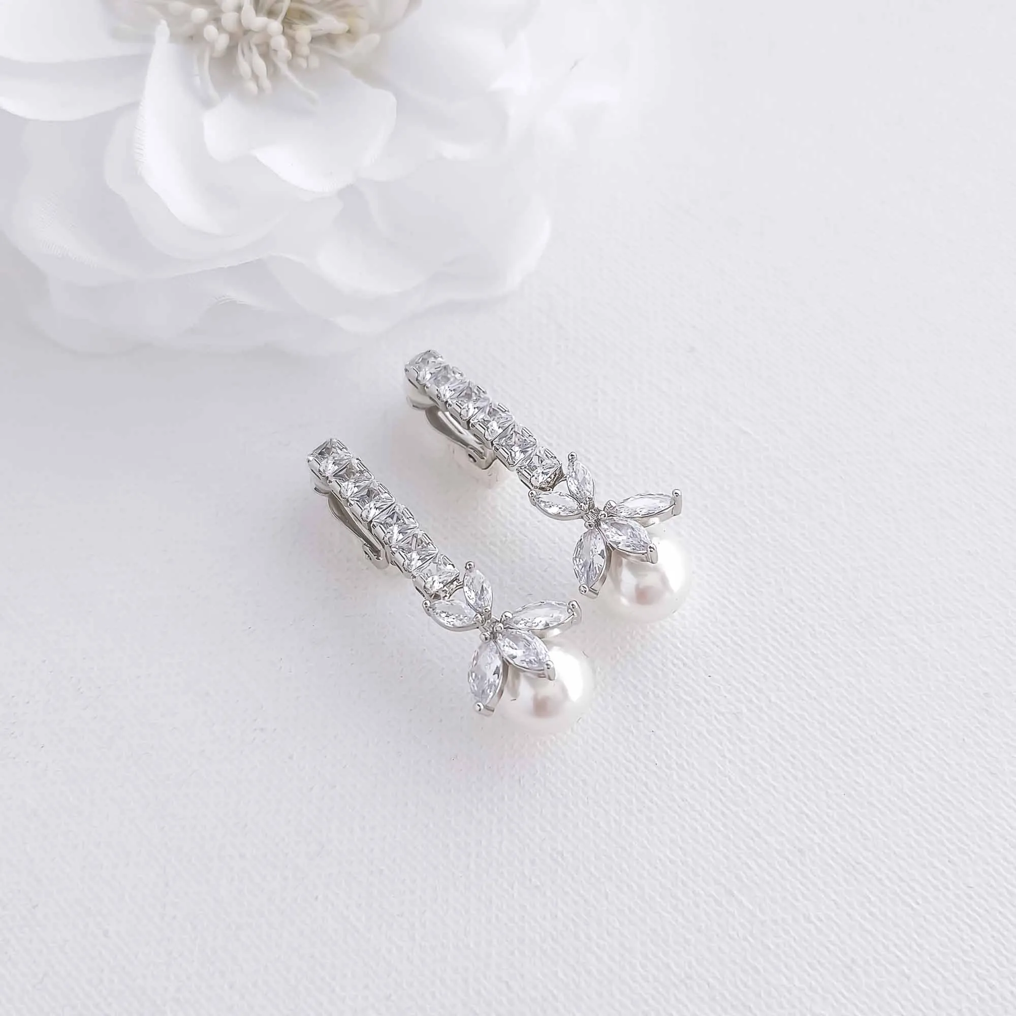 Pearl Drop Earrings with Clip On's-Jocelyn