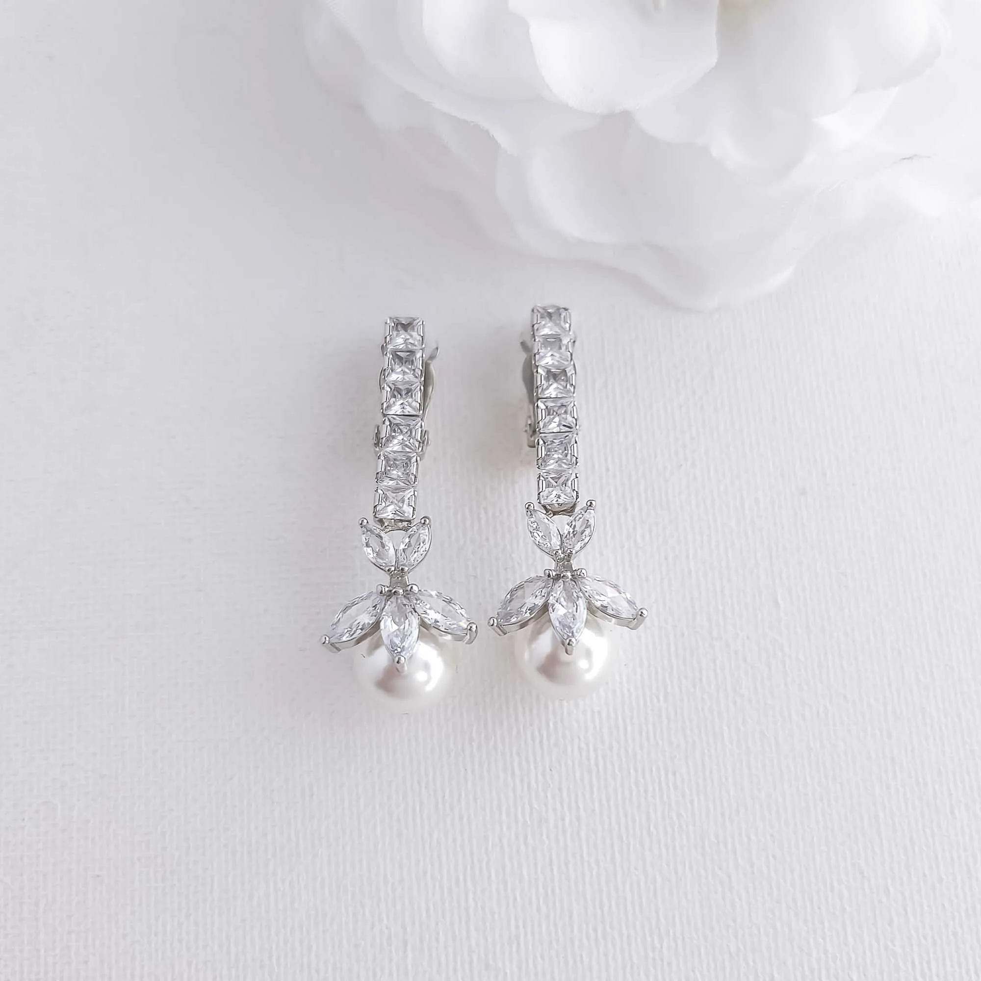 Pearl Drop Earrings with Clip On's-Jocelyn