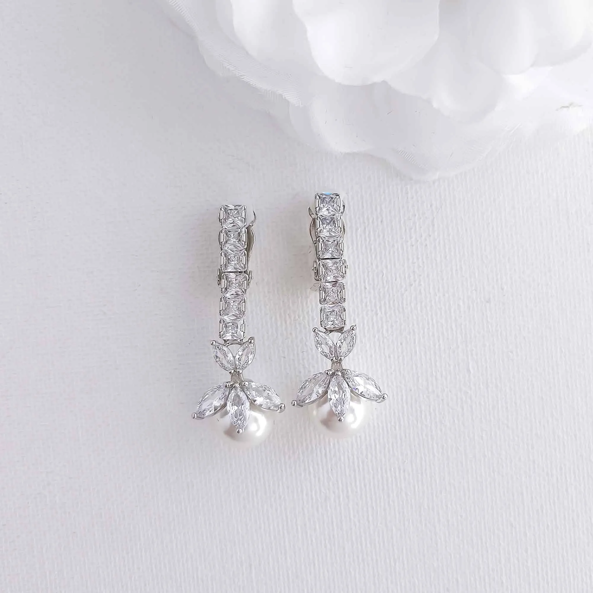 Pearl Drop Earrings with Clip On's-Jocelyn