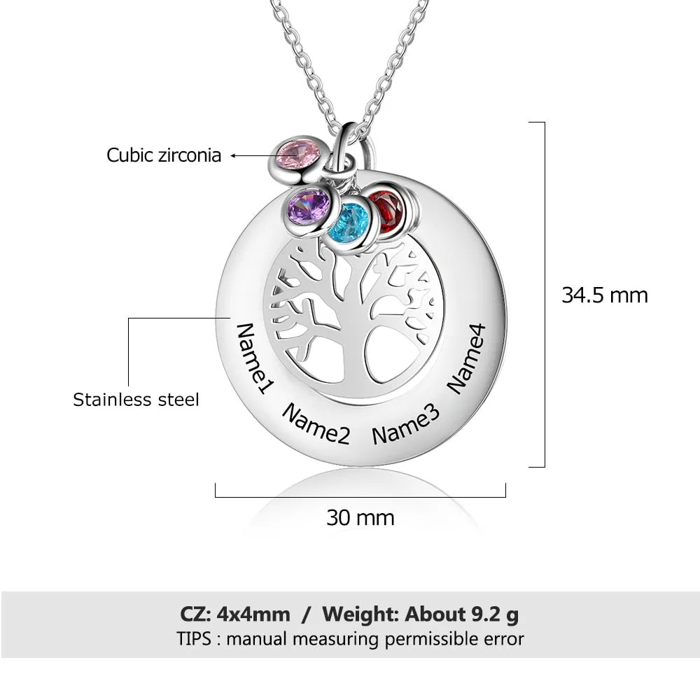 Personalized Tree Of Life Pendant Necklace